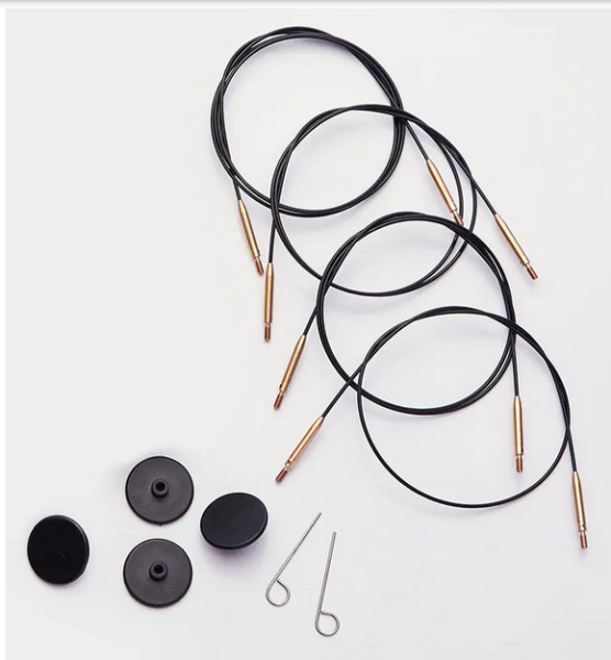 KnitPro Nadelseil 100 cm 360° drehbar schwarz mit gold